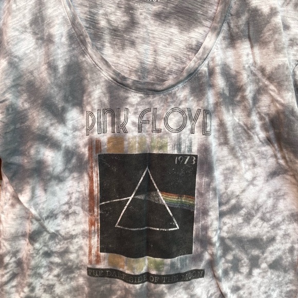 Knit Riot Womens Medium Pink Flyod Tie Dye Short Sleeve Boxy Oversized Band Tee - Picture 2 of 7